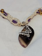 Agate with Butterfly & Crystal Necklace