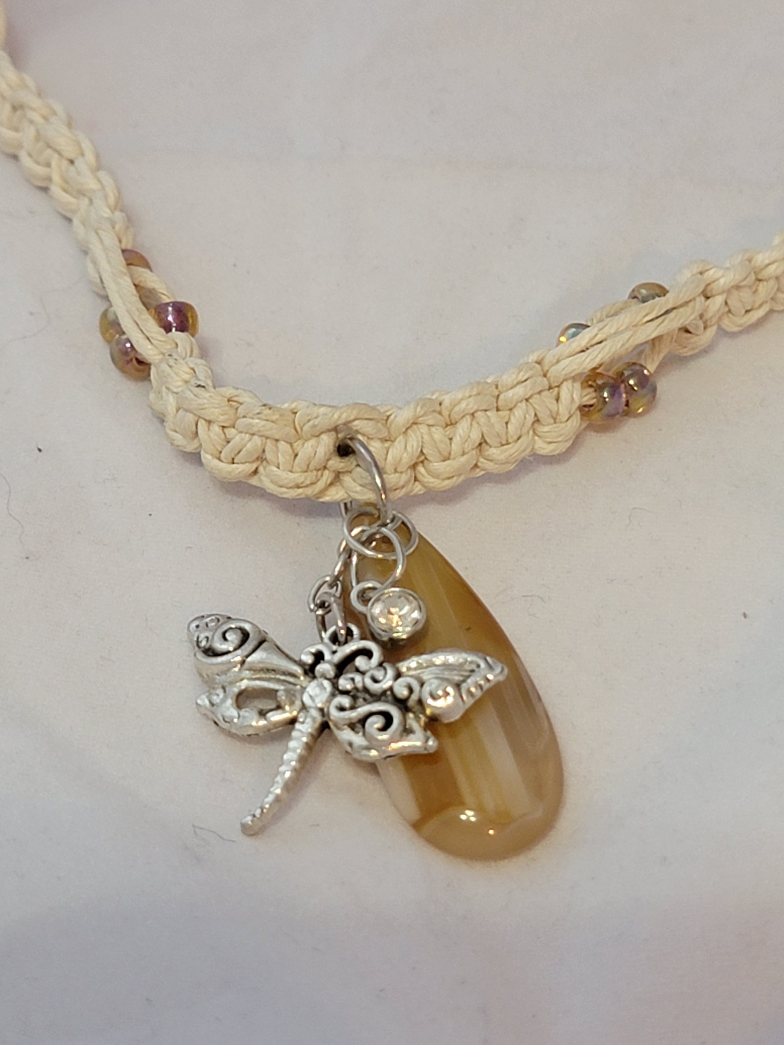 Agate with Dragon Fly Necklace