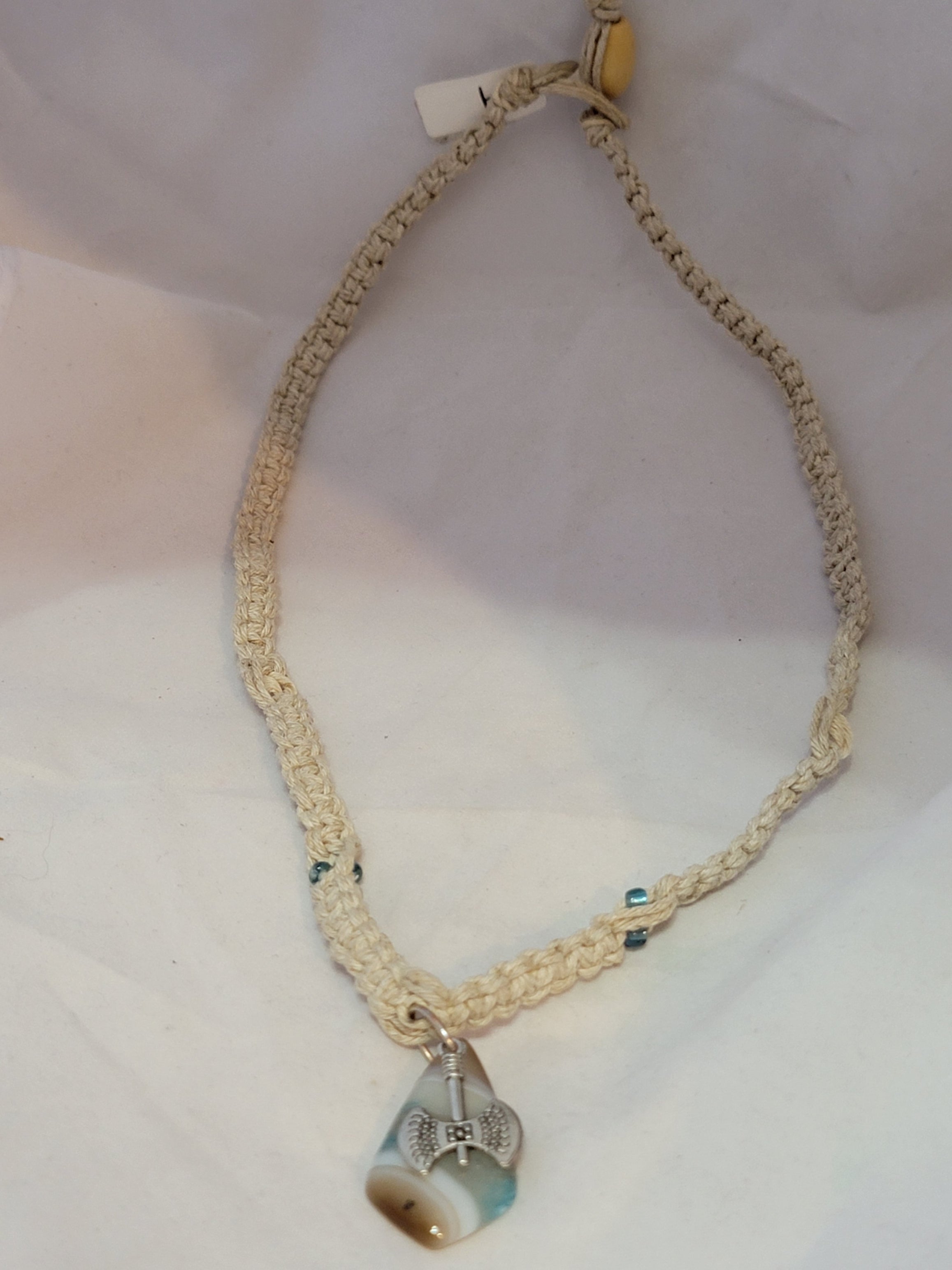 Agate with Mjolnir Necklace