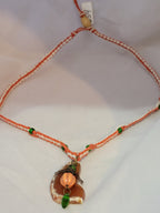 Agate with Pumpkin & Crystal Necklace