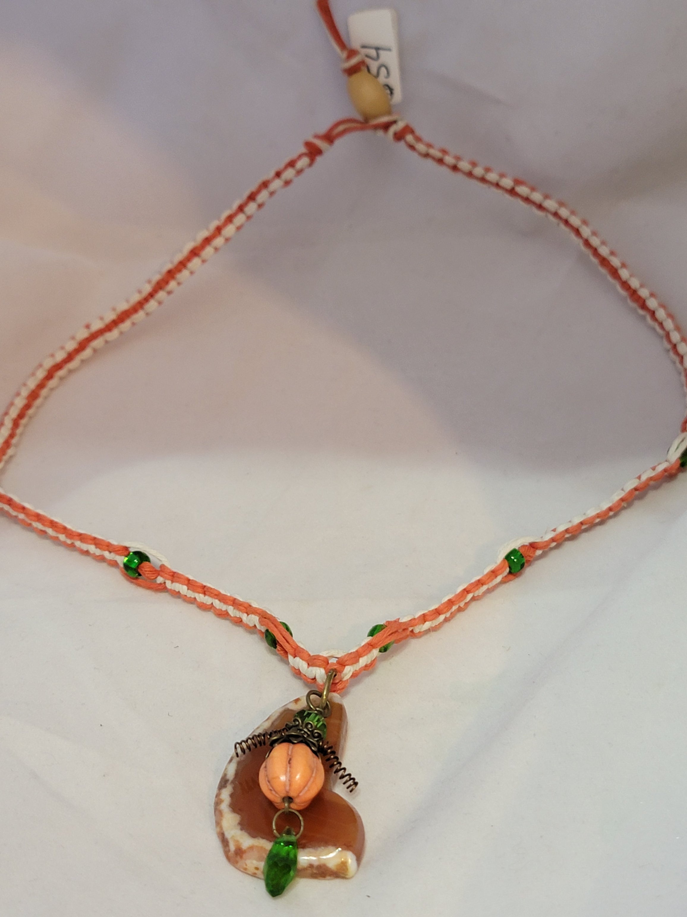 Agate with Pumpkin & Crystal Necklace