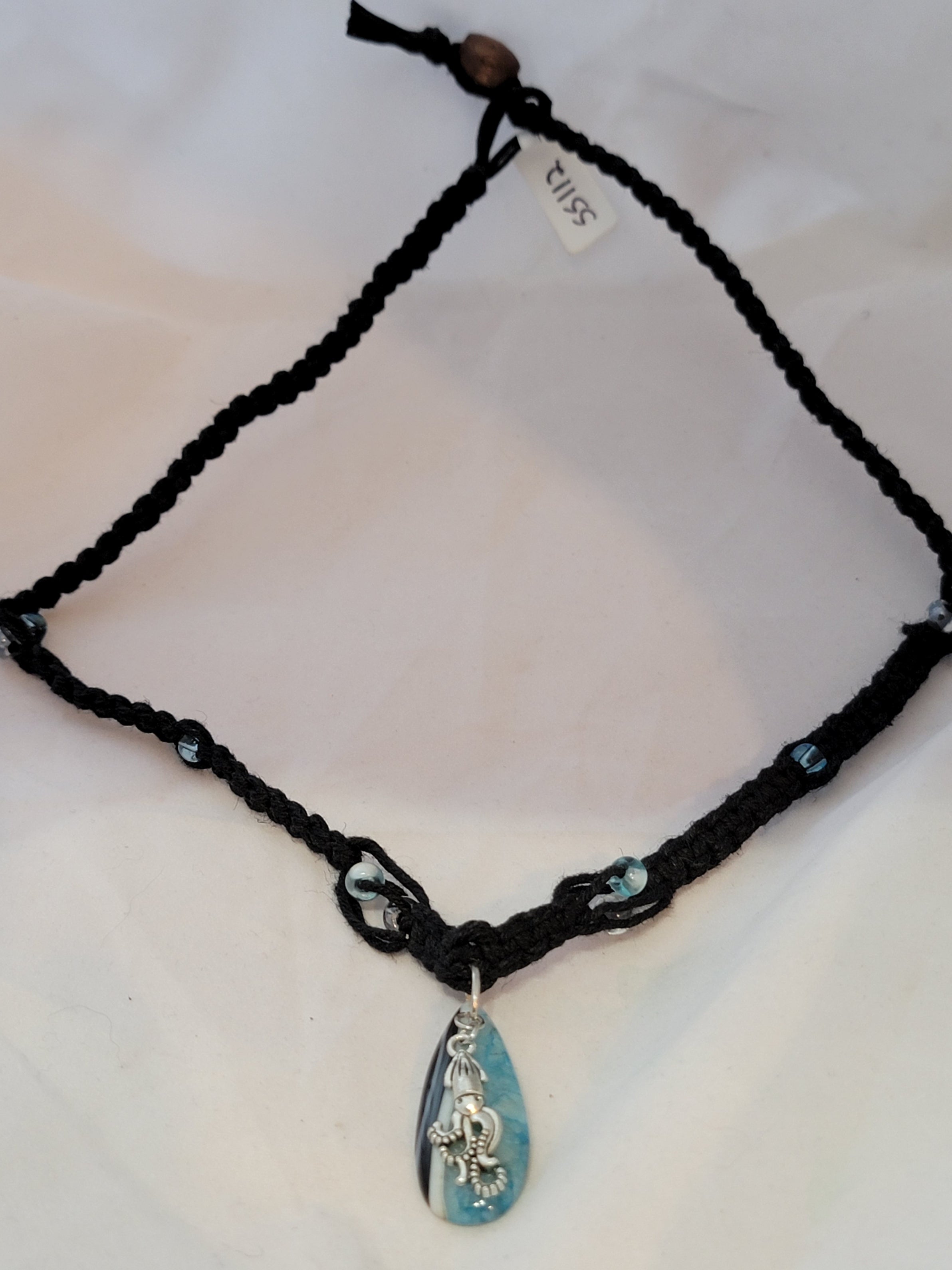 Black Onyx Dyed Turquoise Agate with Squid Necklace