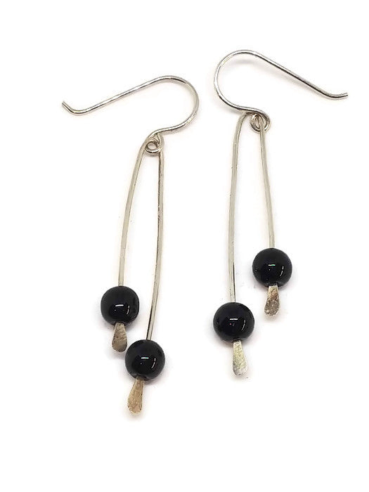 Black Onyx Paddle Earrings