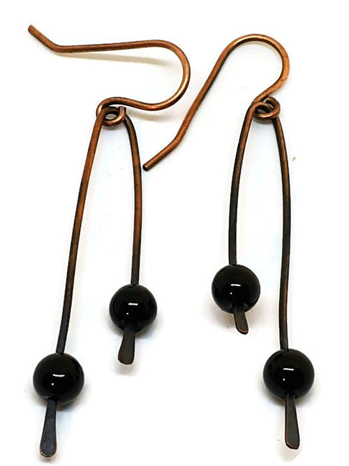 Black Onyx Paddle Earrings