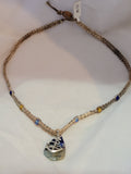 Blue Dyed Agate with Roped Anchor Necklace