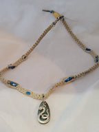 Blue Green Crackle Agate with Snake Necklace