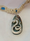 Blue Green Crackle Agate with Snake Necklace