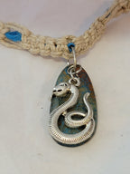 Blue Green Crackle Agate with Snake Necklace