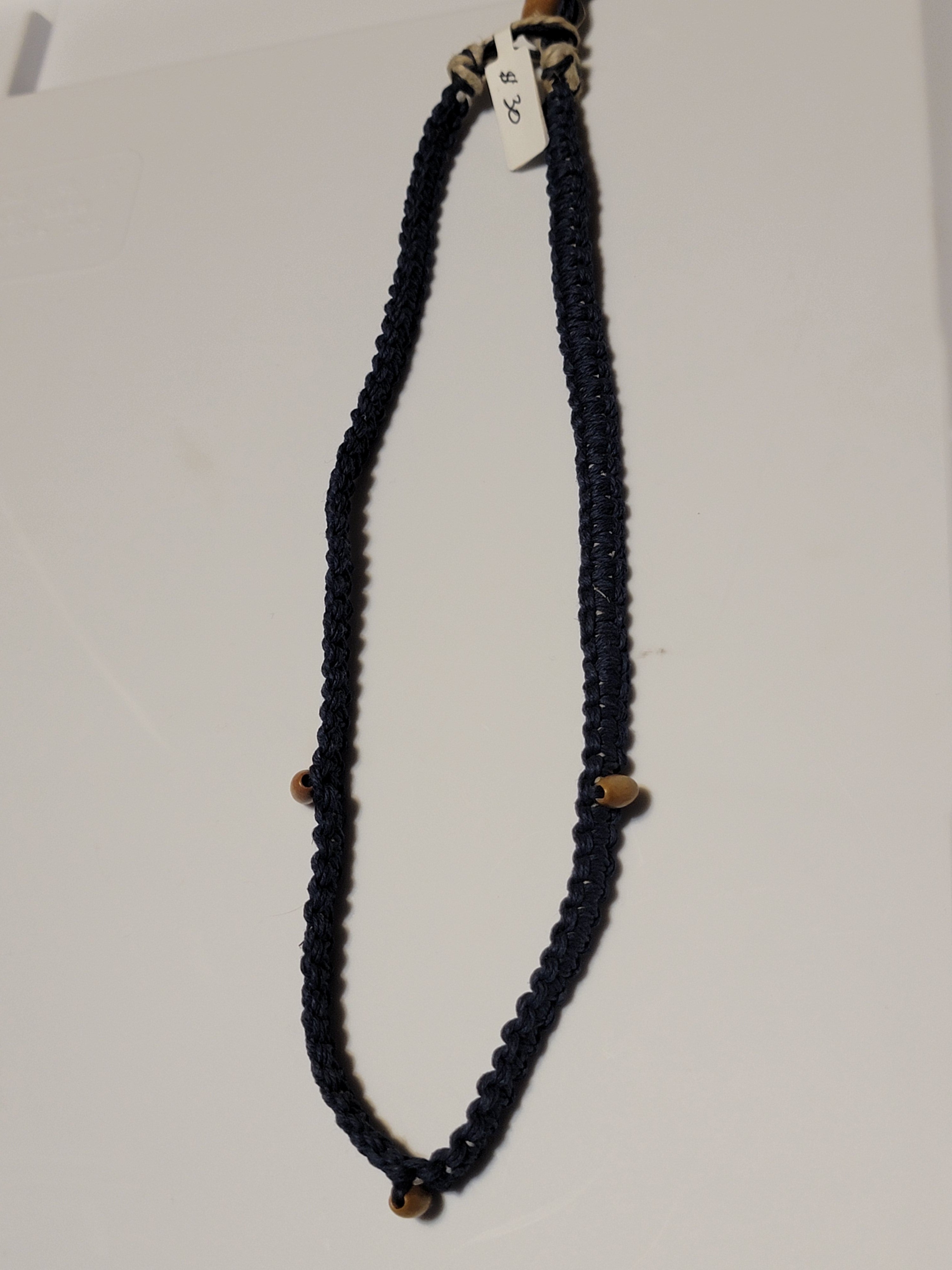 Hemp Necklace with Wood Beads