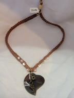 Botswana Agate Heart with Lock & Key Necklace