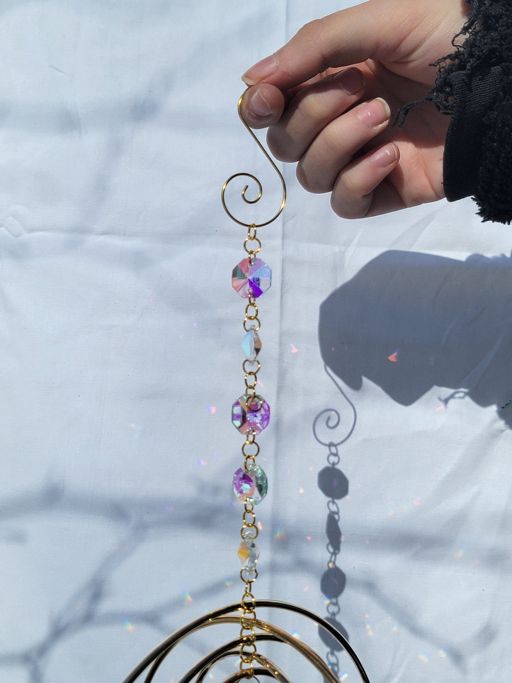 Five Orb Crystal Suncatcher - Brass