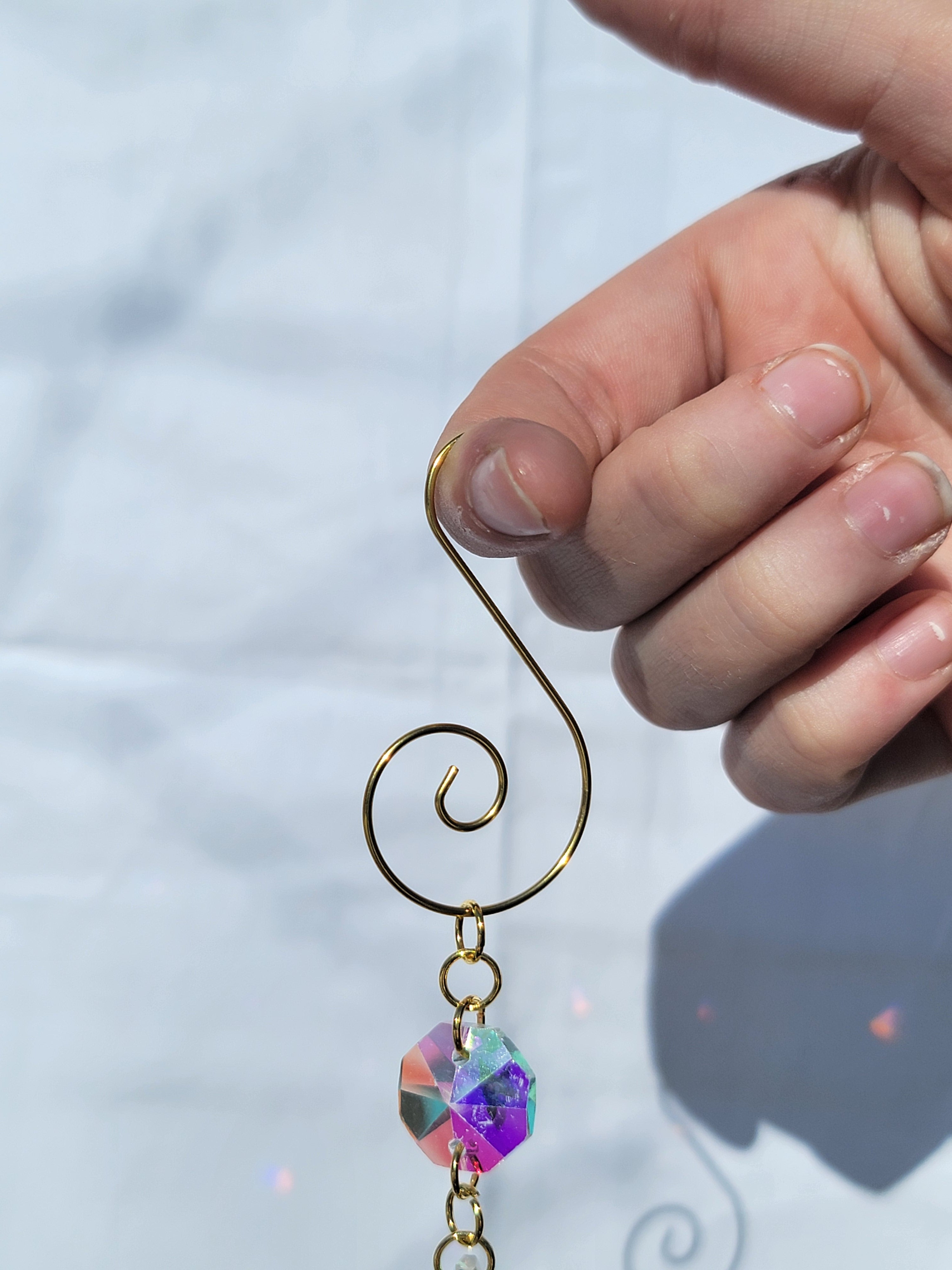 Five Orb Crystal Suncatcher - Brass