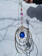 Five Orb Crystal Suncatcher - Brass
