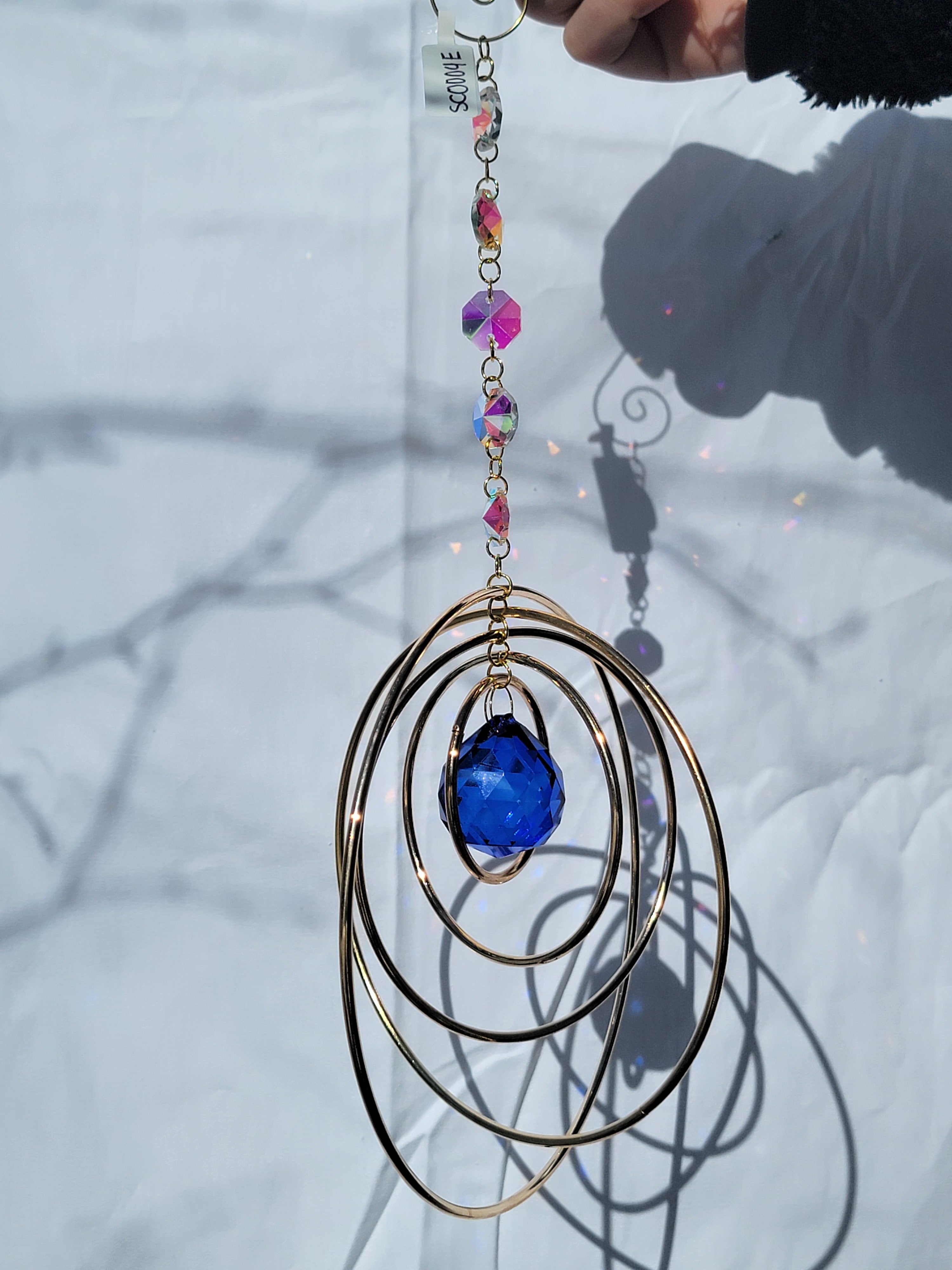 Five Orb Crystal Suncatcher - Brass