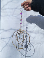 Five Orb Crystal Suncatcher - Brass