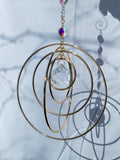 Five Orb Crystal Suncatcher - Brass