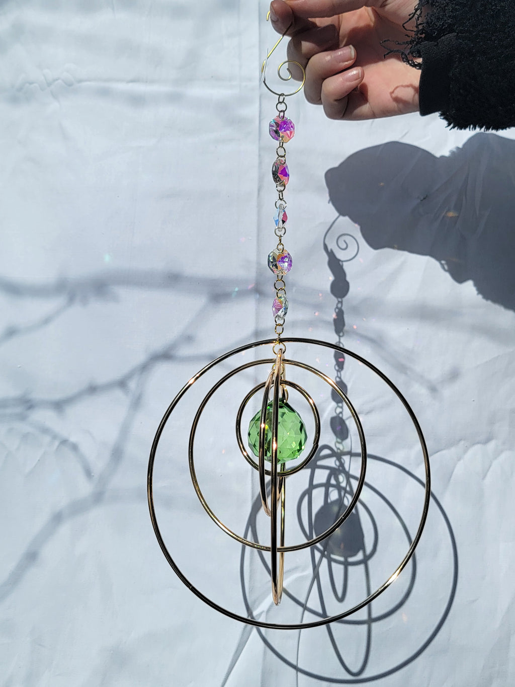 Five Orb Crystal Suncatcher - Brass