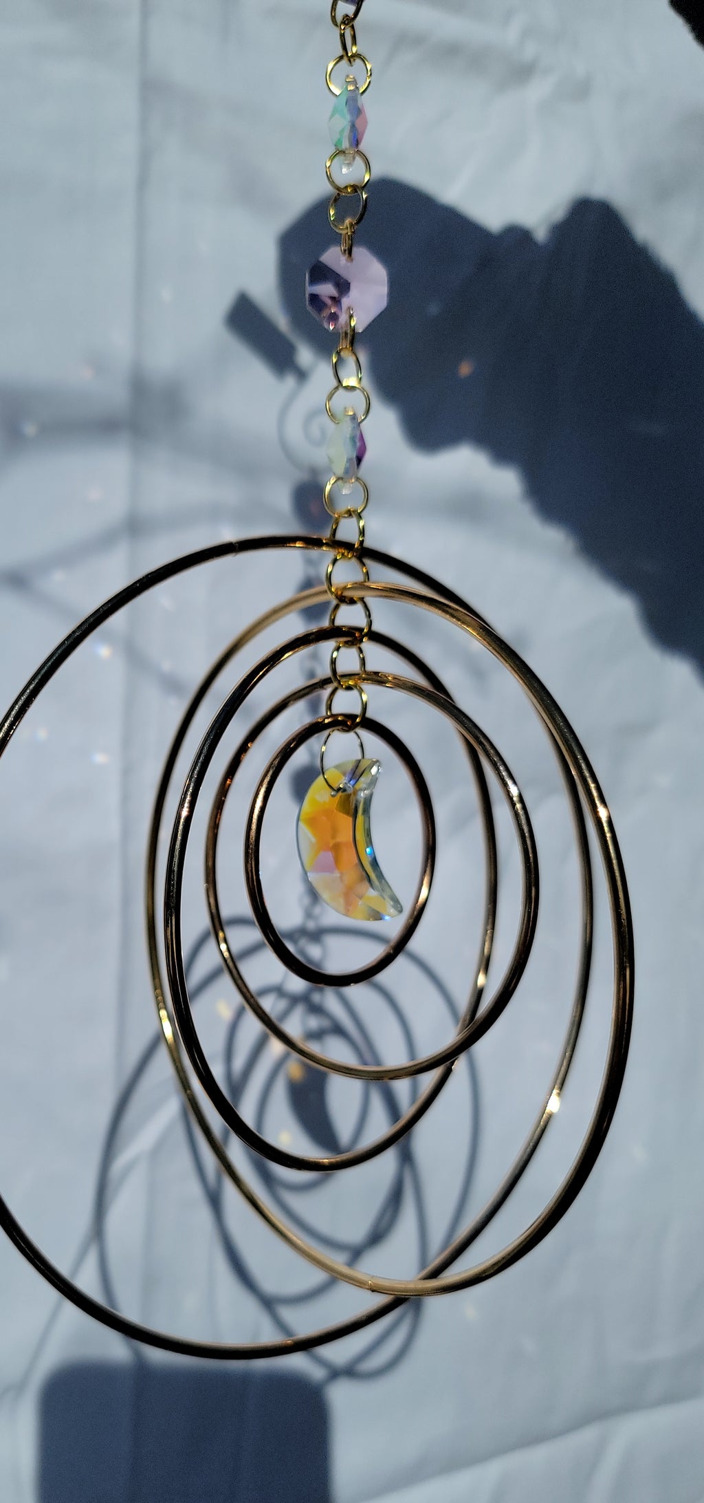 Five Orb Crystal Suncatcher - Brass