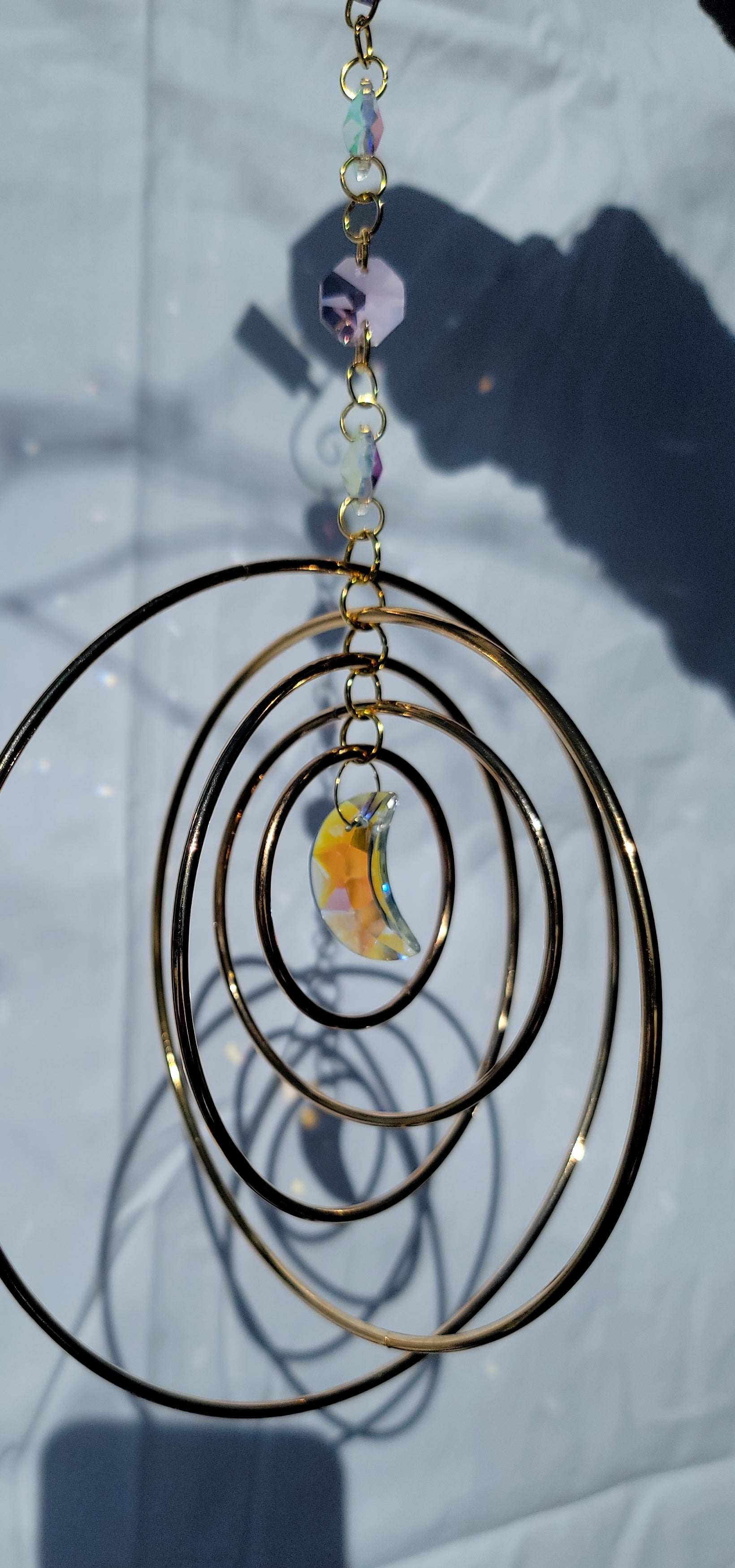 Five Orb Crystal Suncatcher - Brass