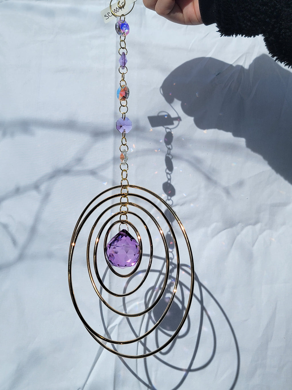 Five Orb Crystal Suncatcher - Brass