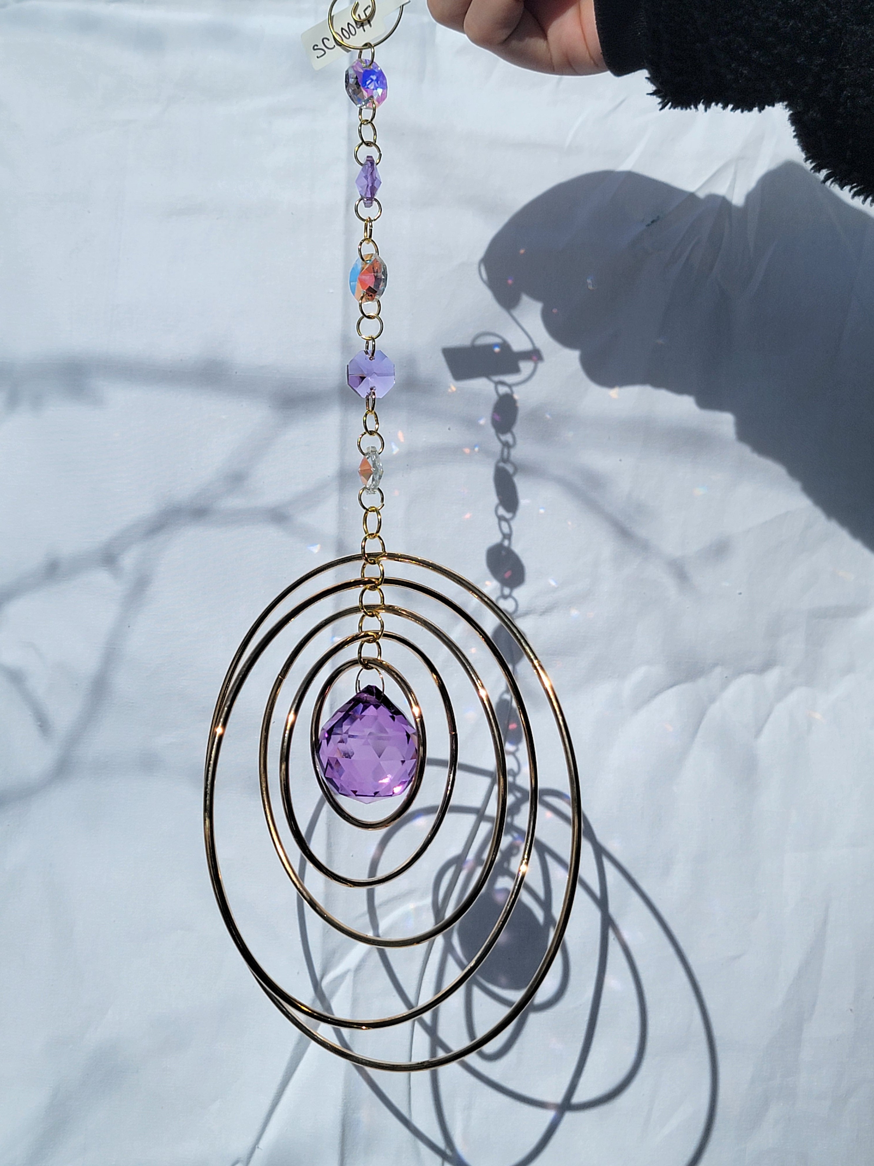 Five Orb Crystal Suncatcher - Brass