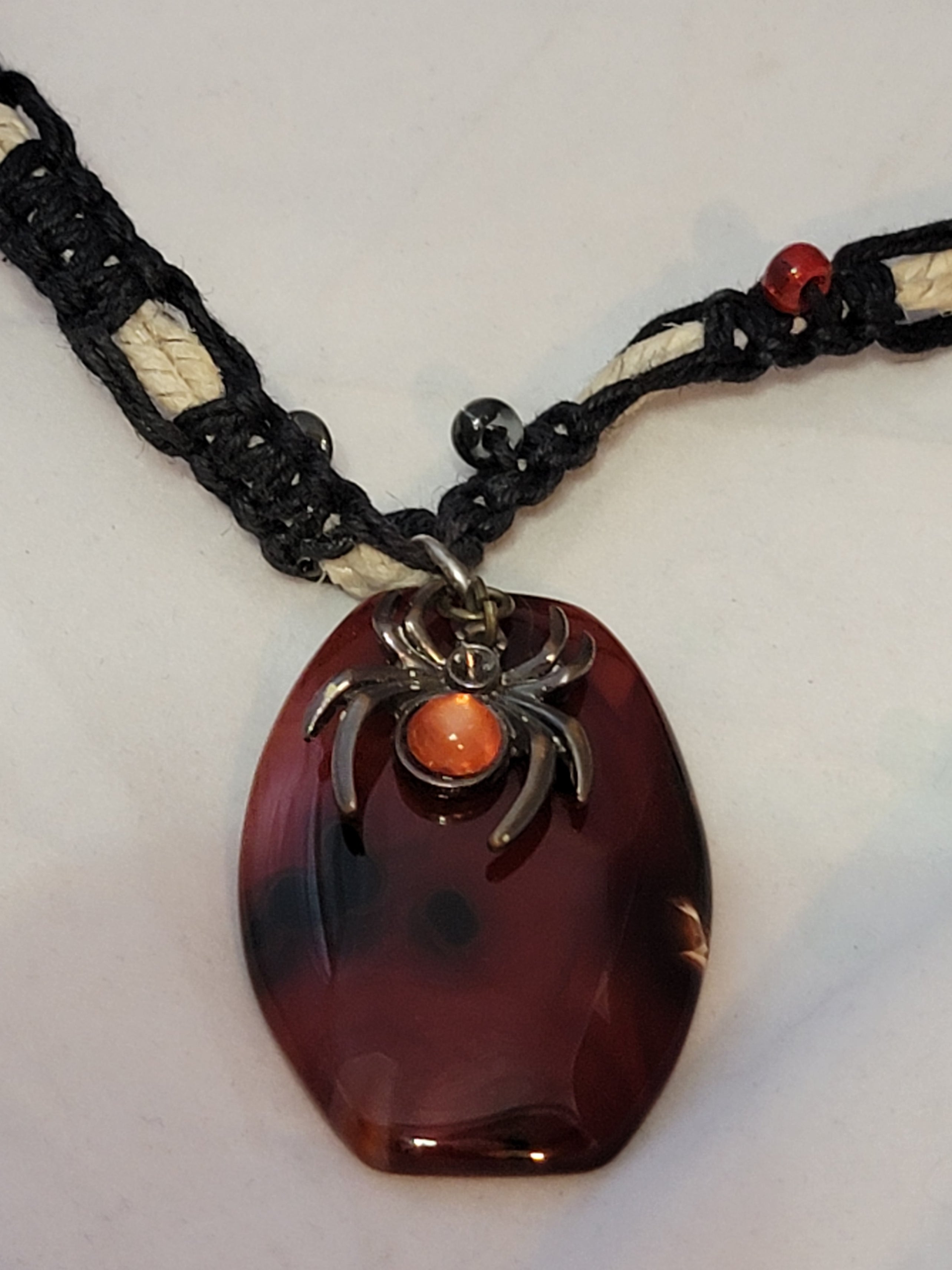 Carnelian with Spider Necklace