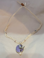 Charoite with Opalite Butterfly & Pearl Necklace