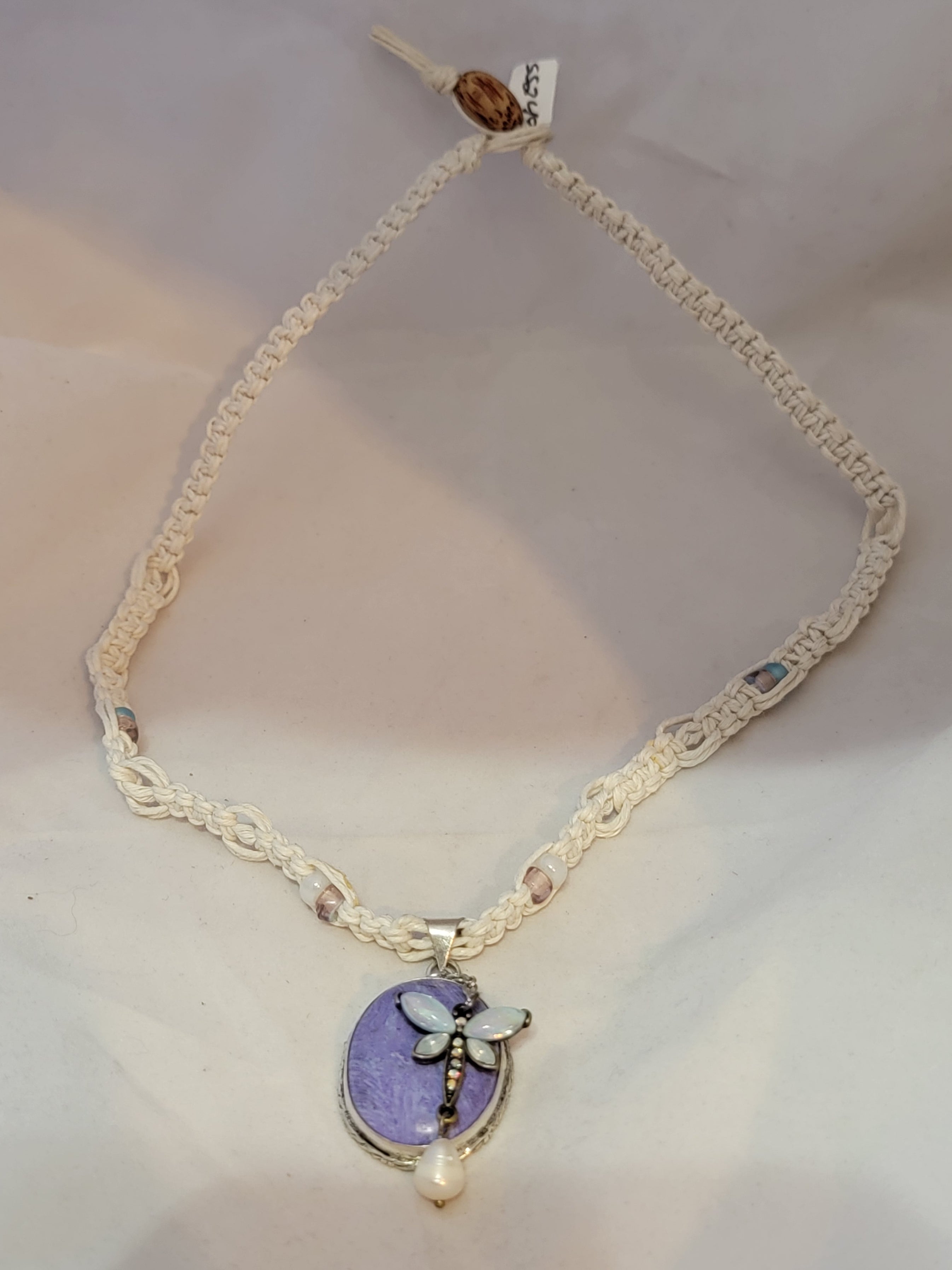 Charoite with Opalite Butterfly & Pearl Necklace