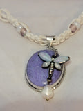 Charoite with Opalite Butterfly & Pearl Necklace