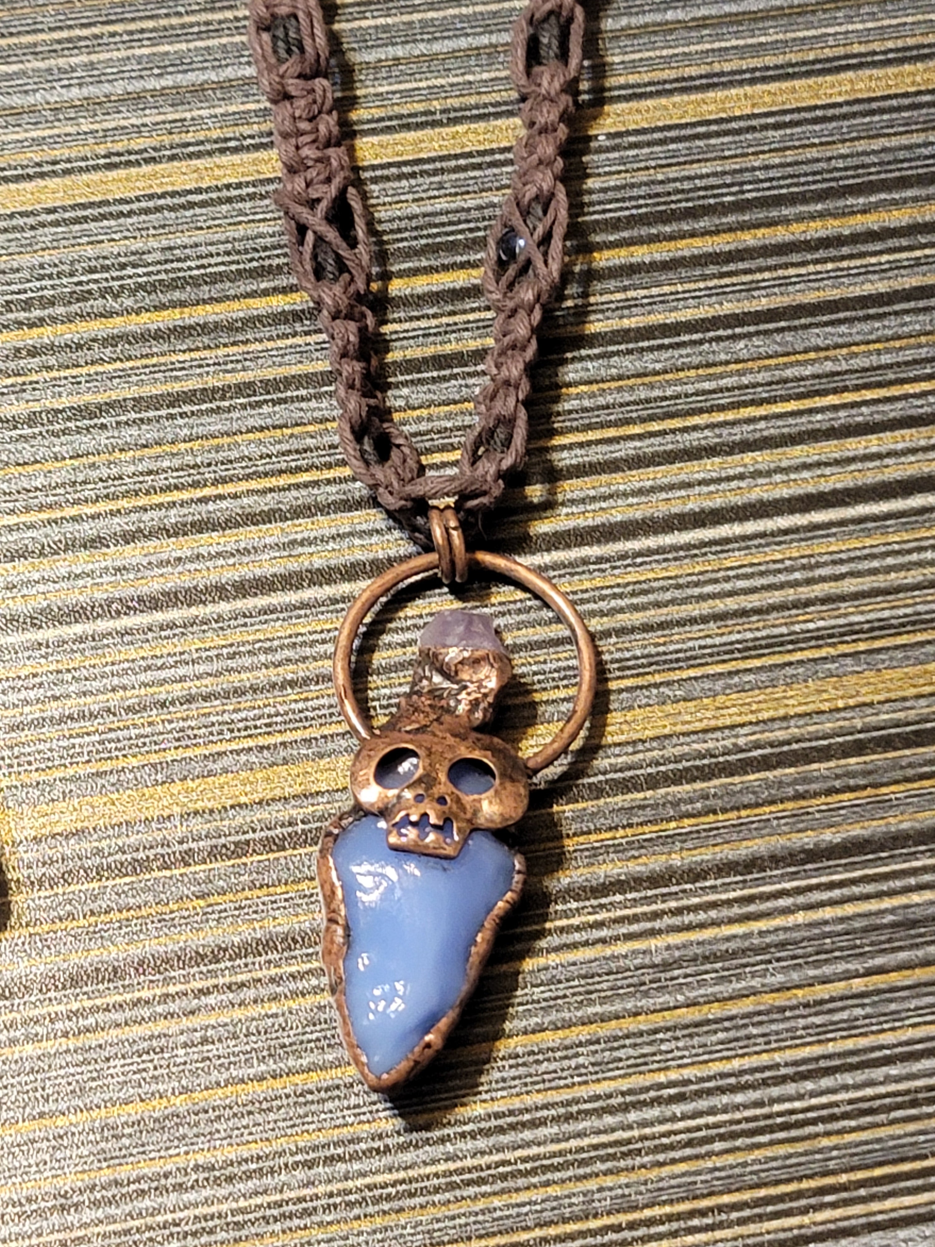 Copper Skull Stone Necklace