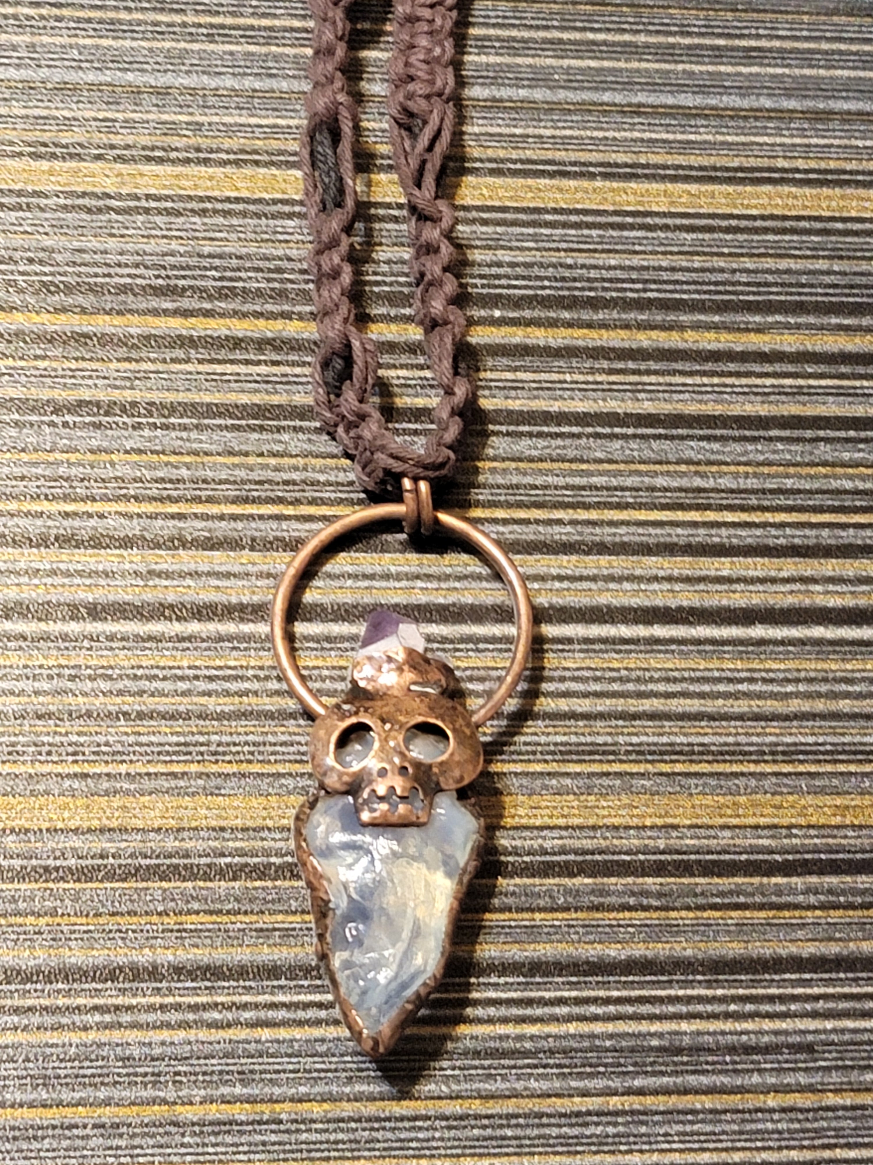 Copper Skull Stone Necklace