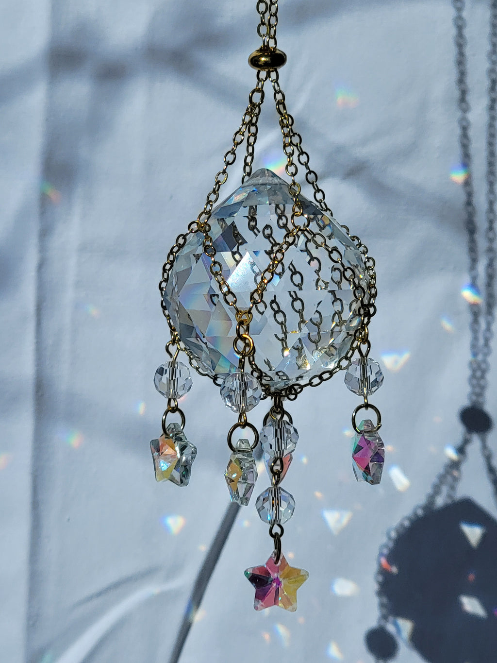 Crystal with Stars Suncatcher