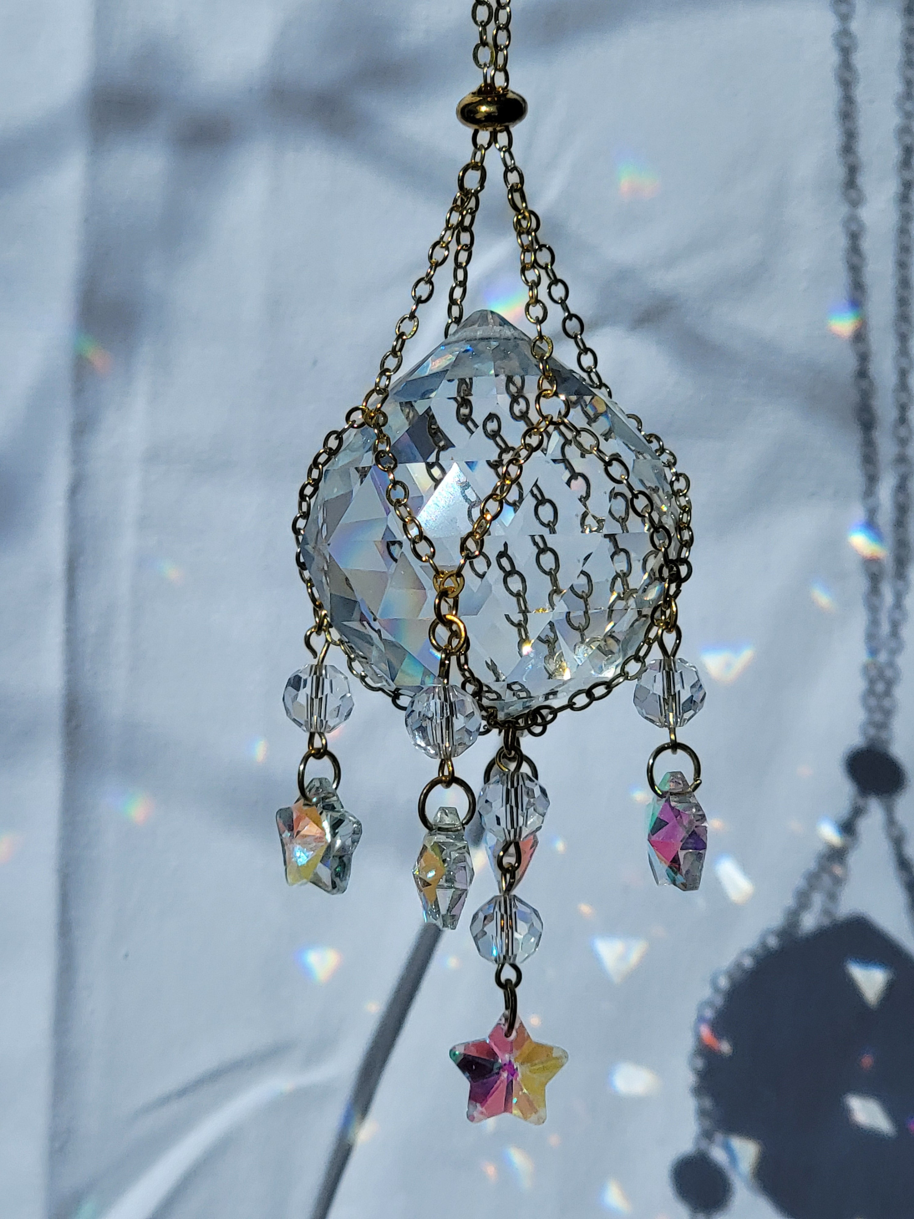 Crystal with Stars Suncatcher