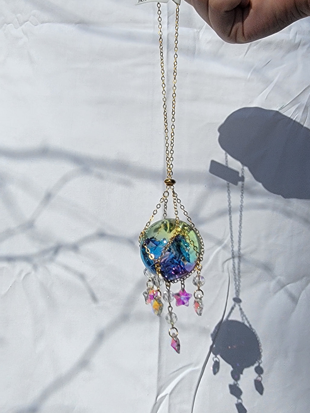 Crystal with Stars Suncatcher