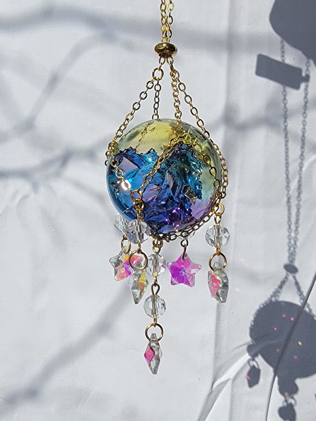 Crystal with Stars Suncatcher