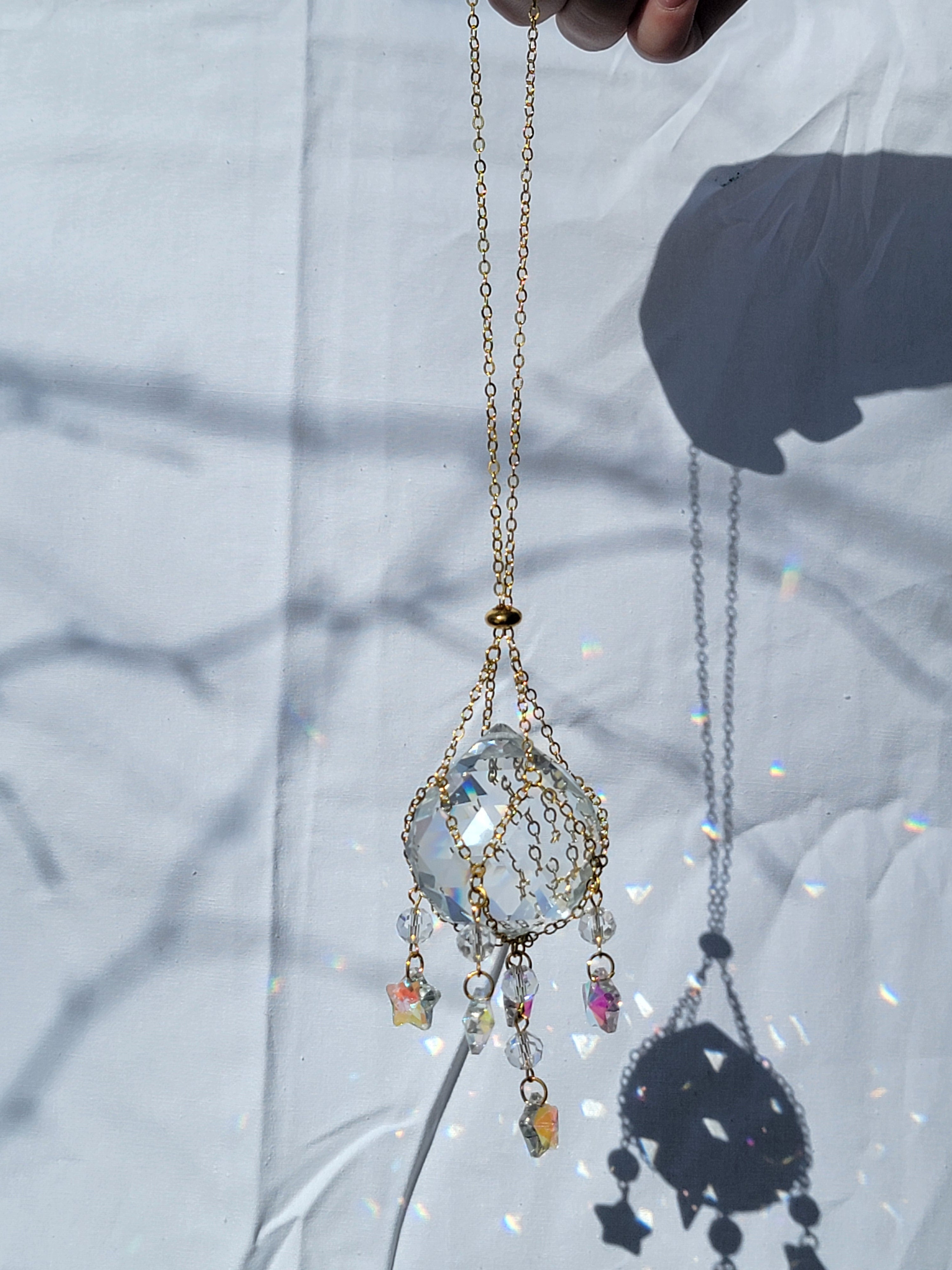 Crystal with Stars Suncatcher