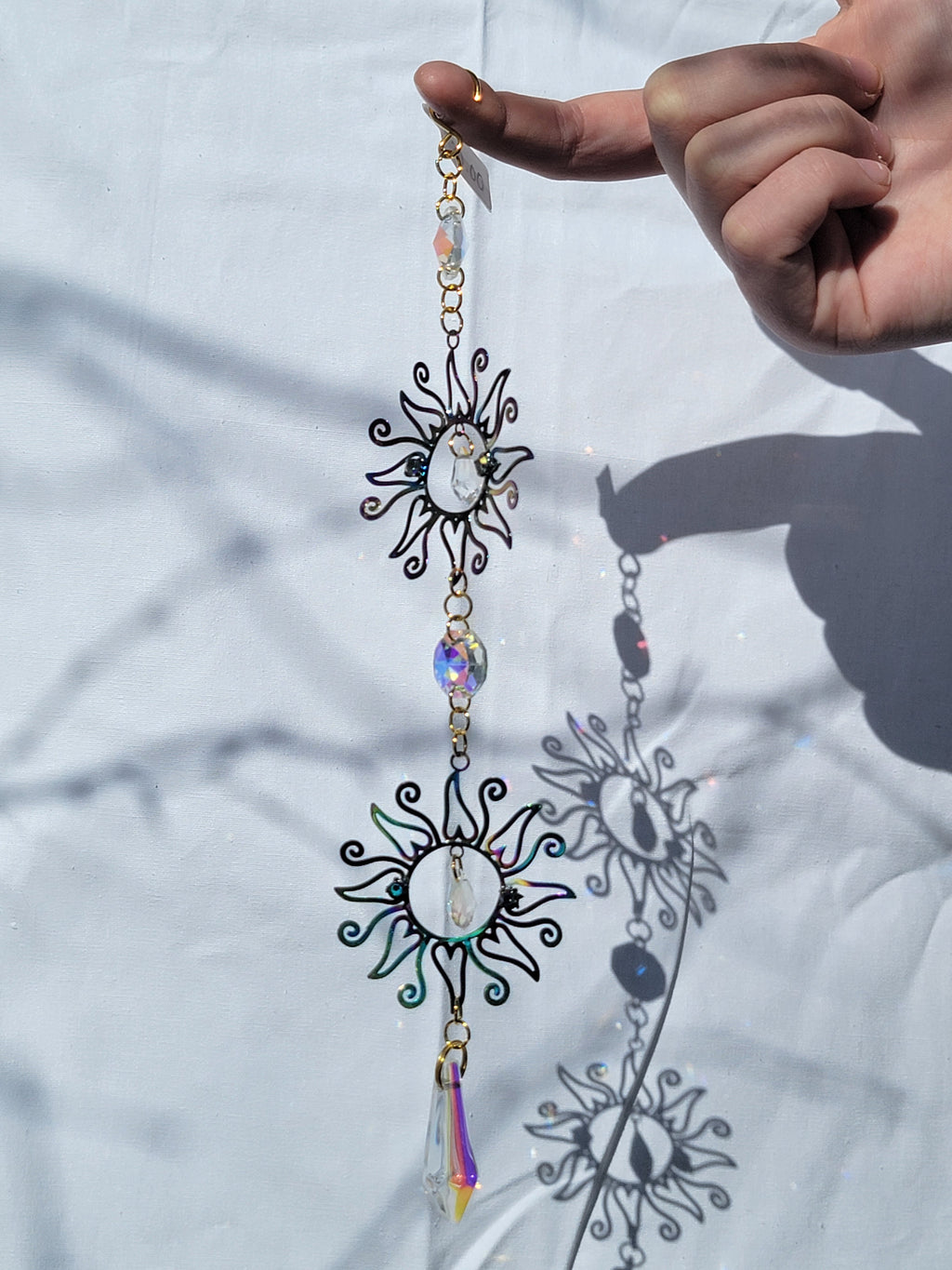 Double Rainbow Sun with Crystal Point Suncatcher