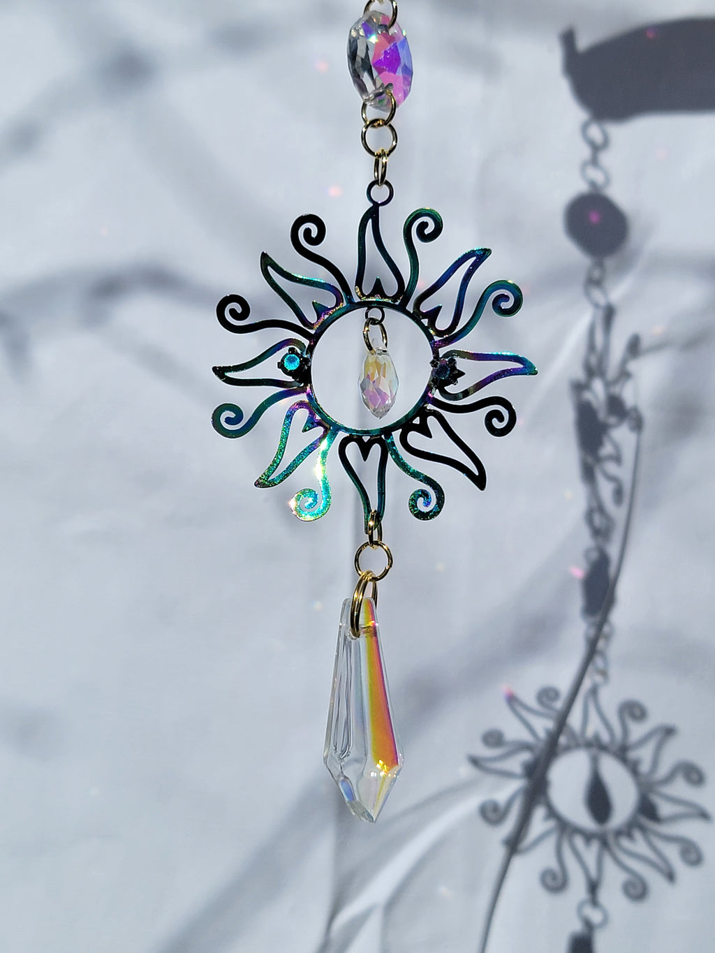 Double Rainbow Sun with Crystal Point Suncatcher