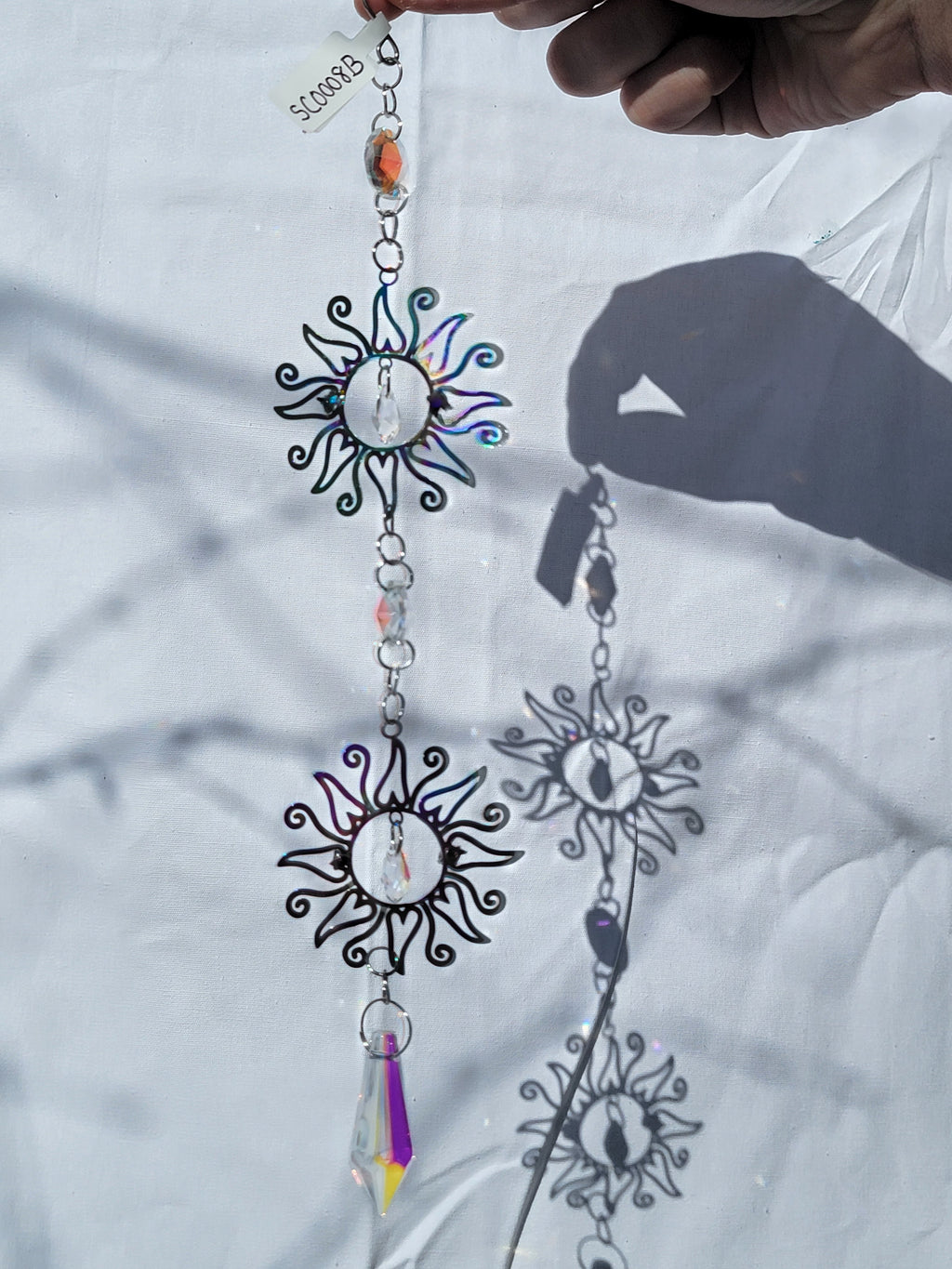 Double Rainbow Sun with Crystal Point Suncatcher