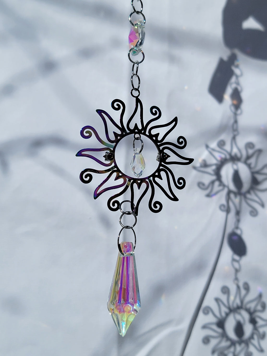 Double Rainbow Sun with Crystal Point Suncatcher