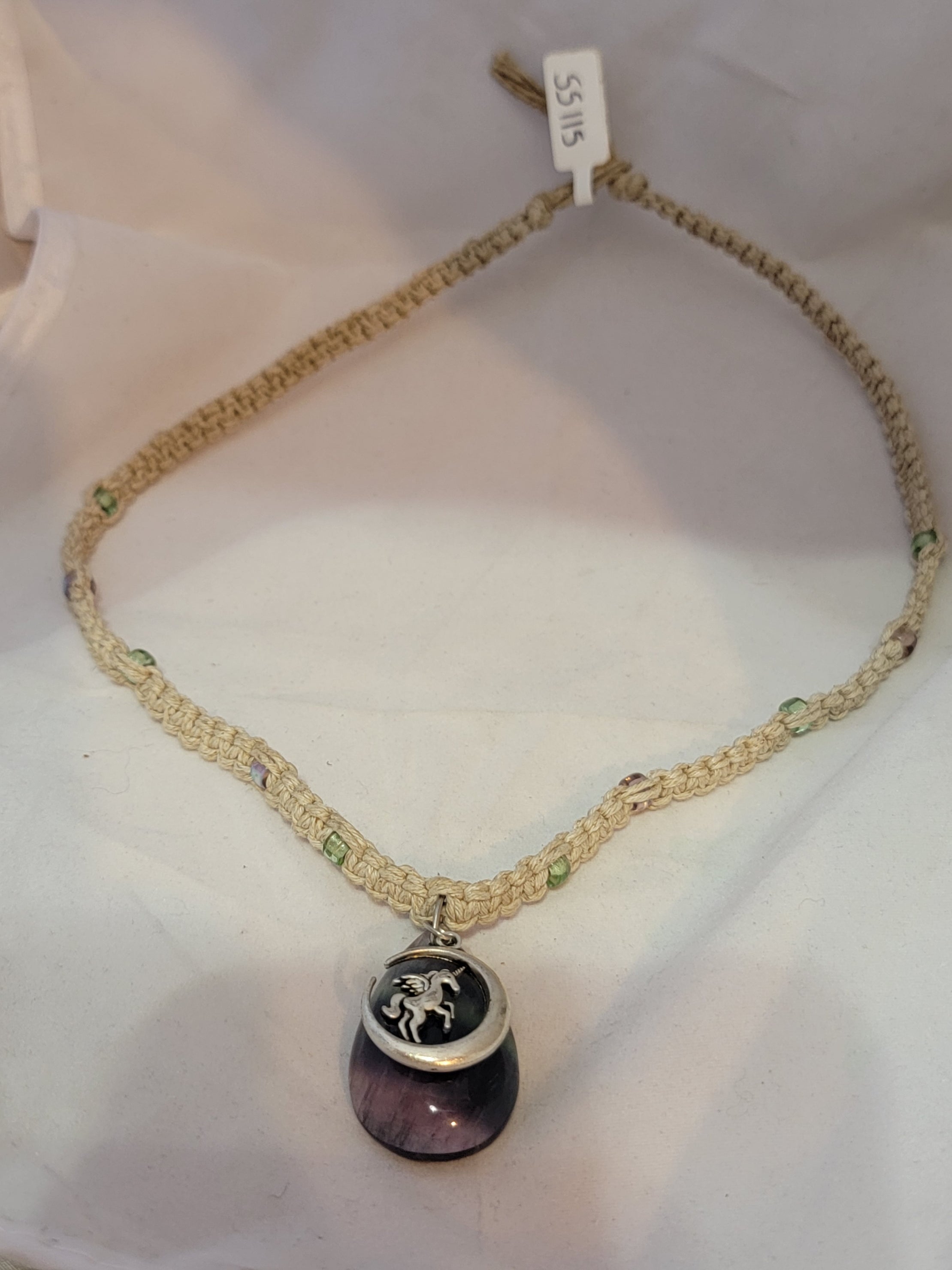 Flourite with Unicorn Moon Necklace