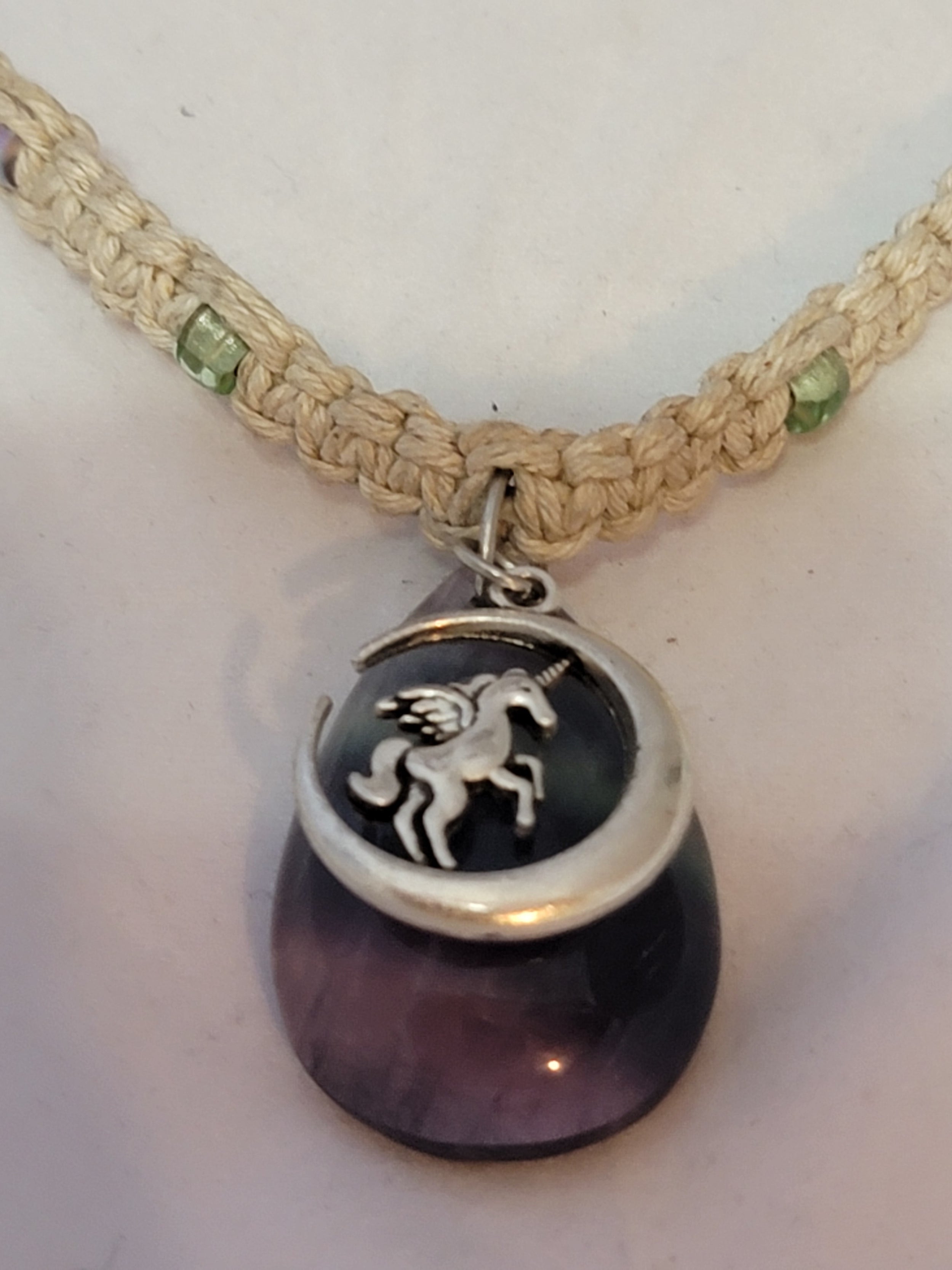 Flourite with Unicorn Moon Necklace