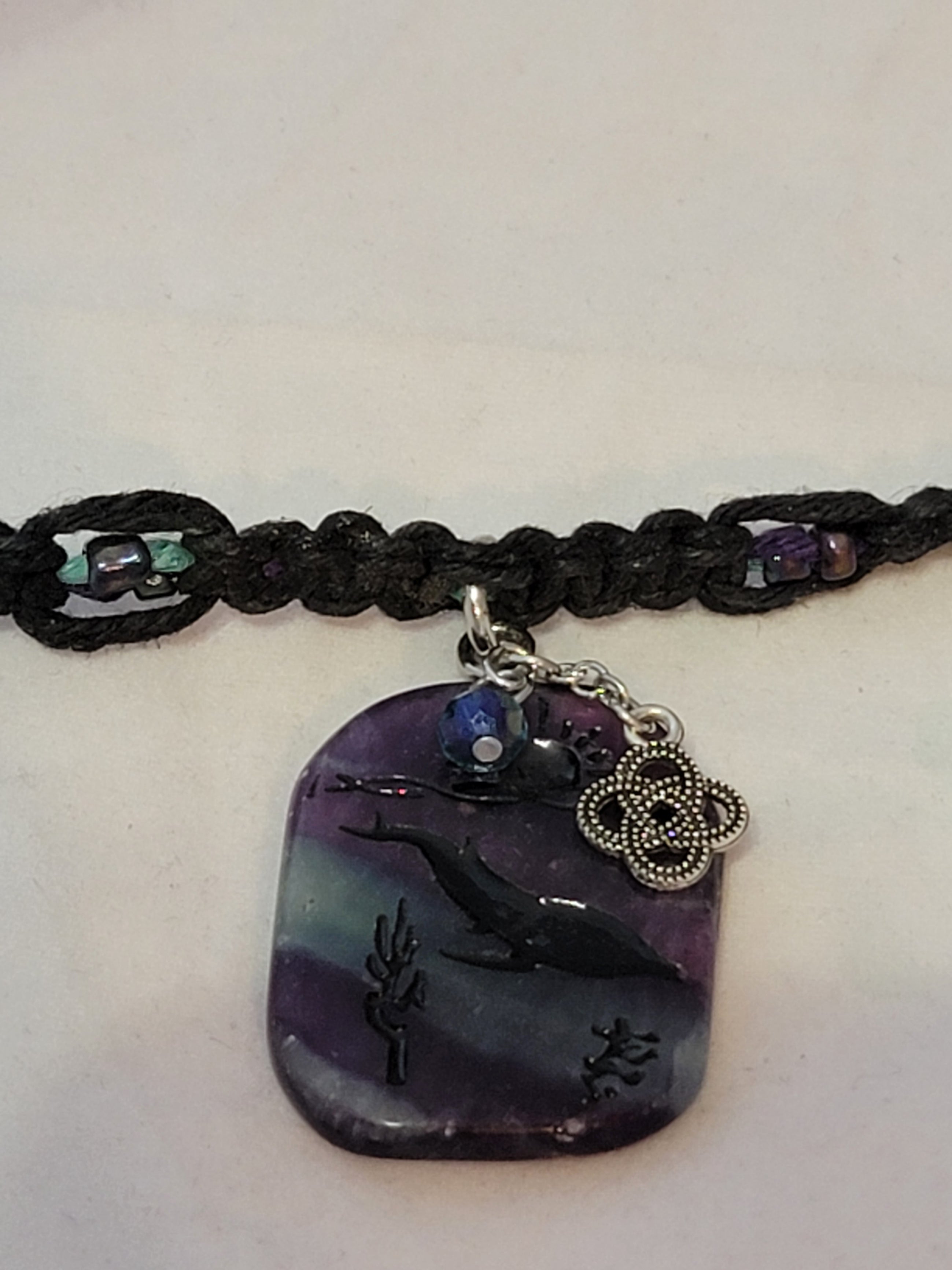 Fluorite Whale with Quarternary Knot, & Crystal Necklace