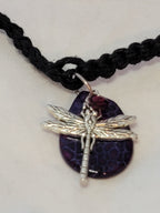 Fushia, Purple Crackle Agate with Dragonfly Necklace