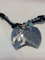 Gemstone Bat w/ Charm & Crystal Necklace