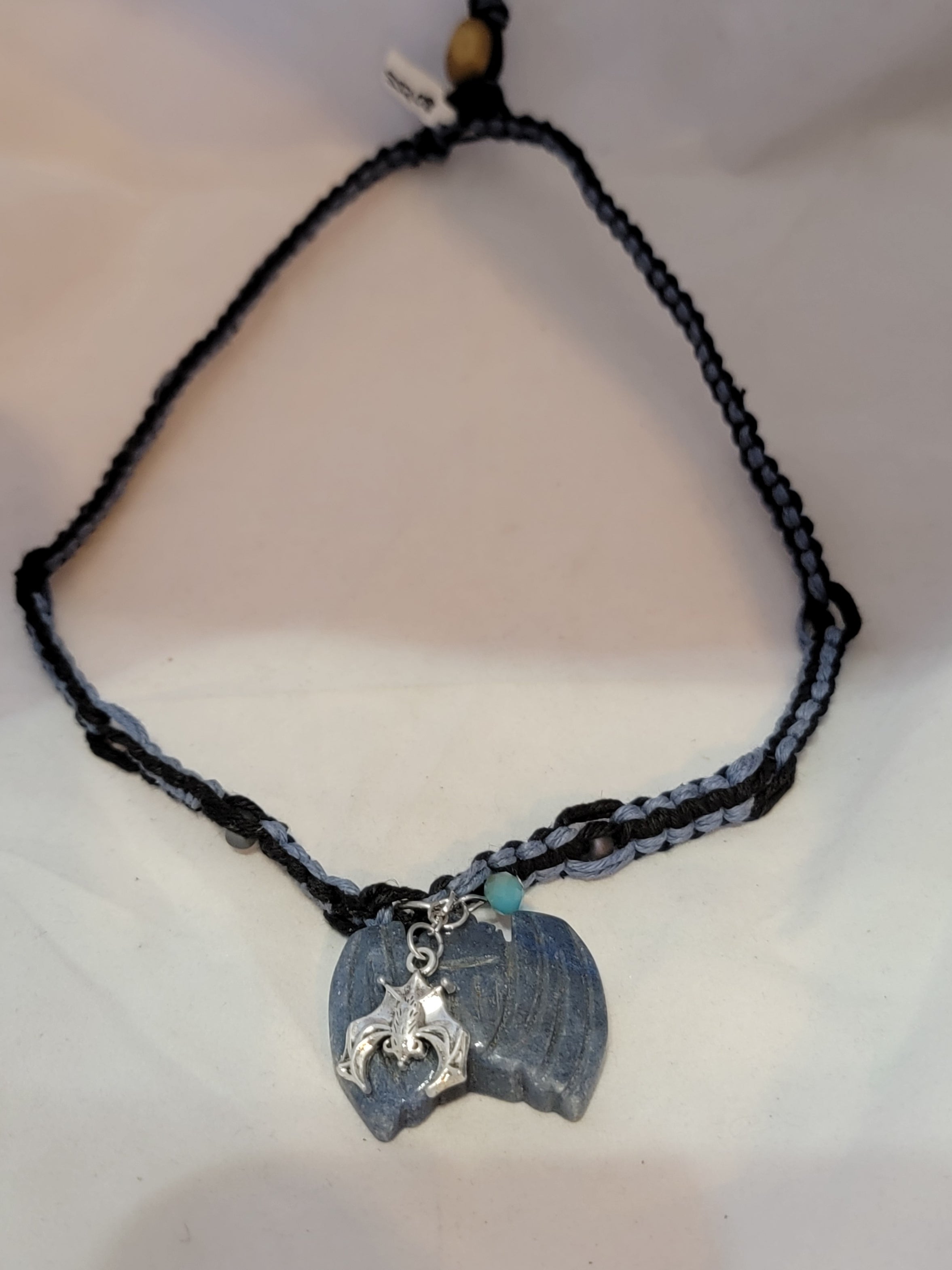 Gemstone Bat w/ Charm & Crystal Necklace