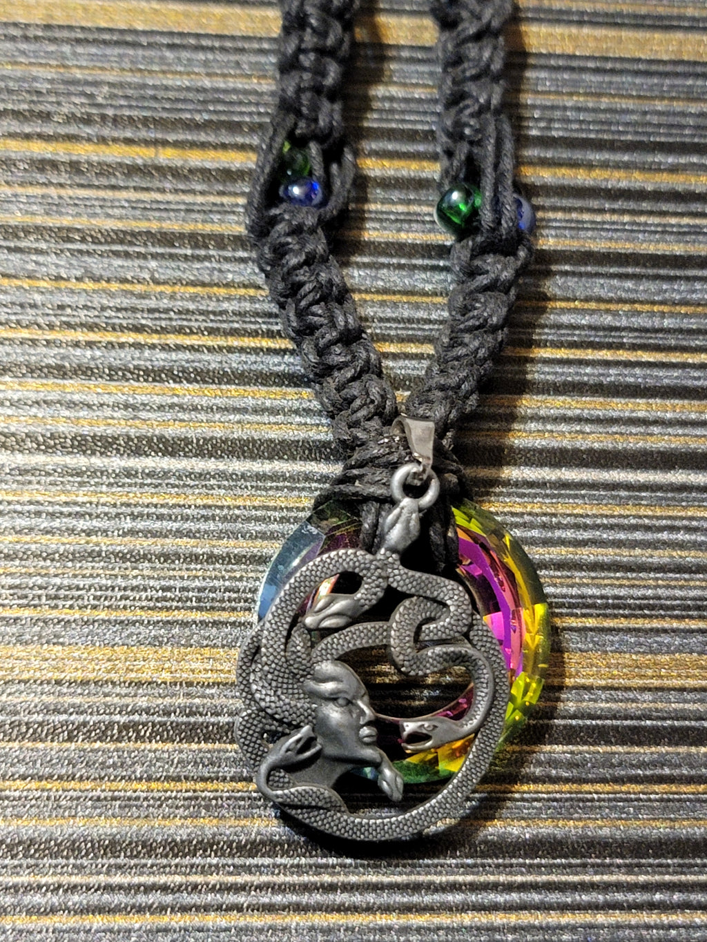 Rainbow Glass Ring Medusa Necklace