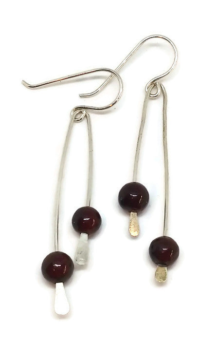 Maroon Glass Paddle Earrings