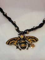 Orange, Black Bumble Bee with Flower Necklace