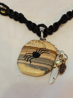 Picture Jasper Spider with Feathers, & Opalite Charm Necklace
